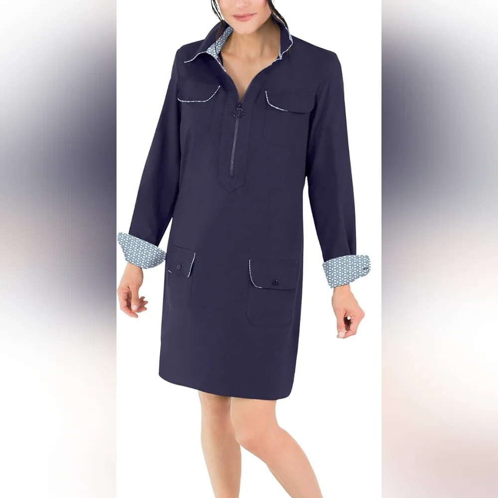 NEW! SUN50 Zip Cover-Up Dress UPF 50+ - Sun Protection Beach Cover Up Dress - Picture 2 of 12